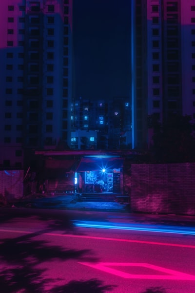 蓝光建筑在夜间
